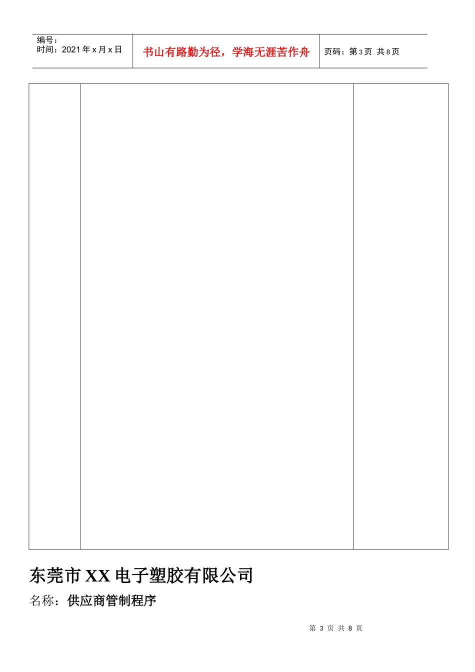 东莞市某电子塑胶公司供应商管制程序_第3页