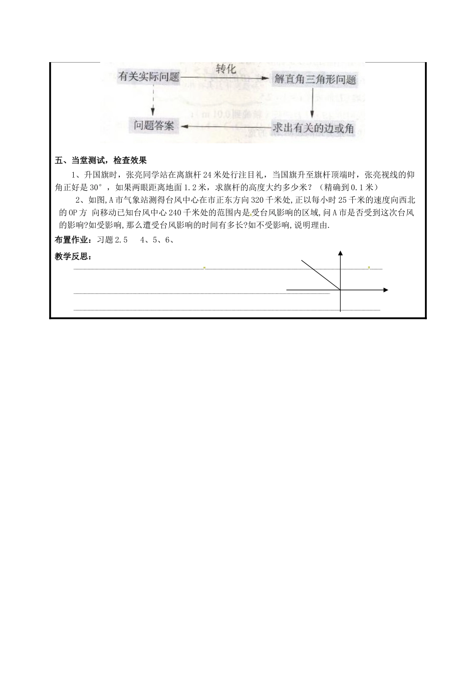 山东省聊城市高唐县九年级数学上册 2.5 解直角三角形的应用（2）教案 （新版）青岛版-（新版）青岛版初中九年级上册数学教案_第2页