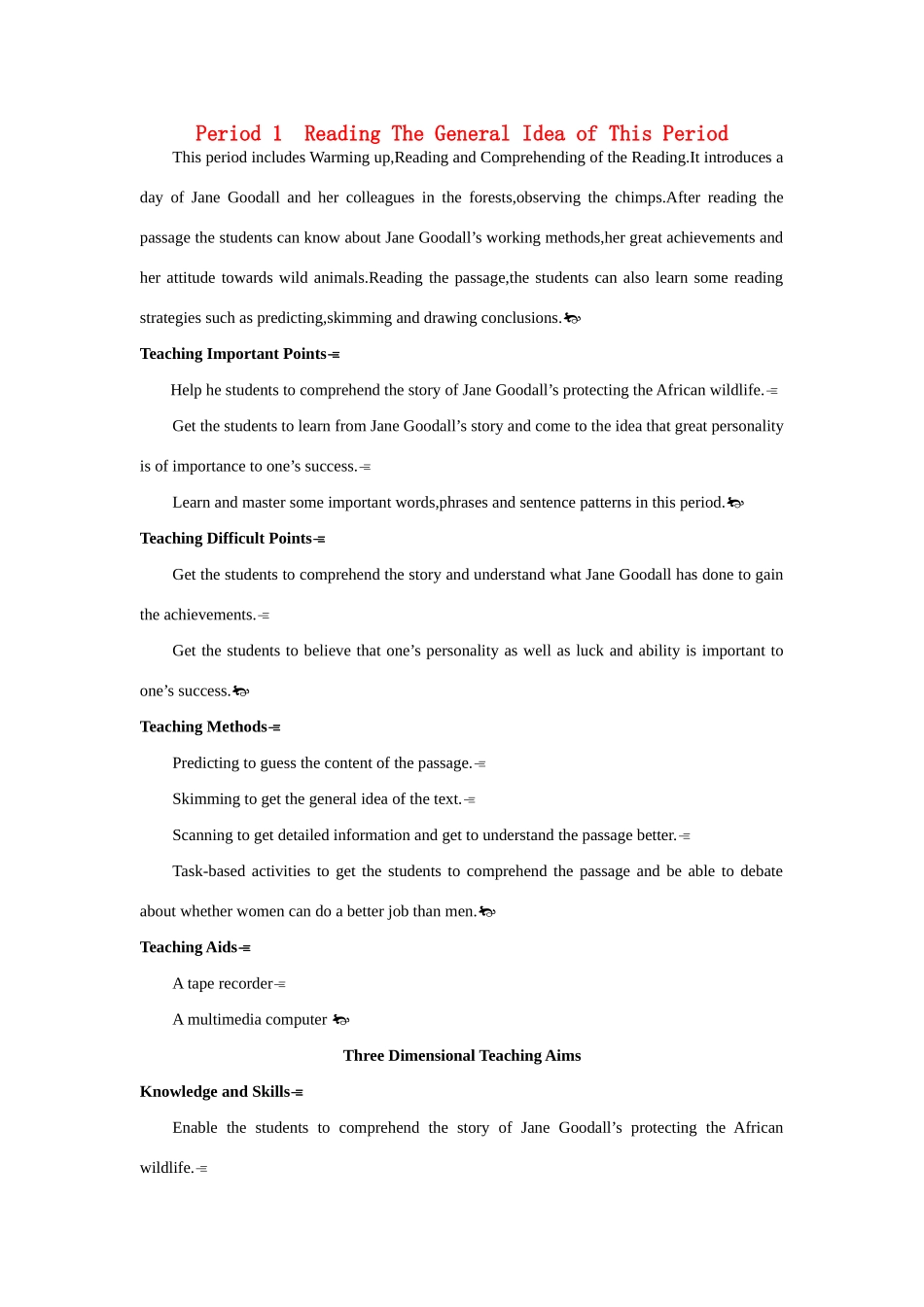 高中英语 Period 1　Reading（Unit 1 Women of achievement）优秀教案 新人教版必修4_第1页