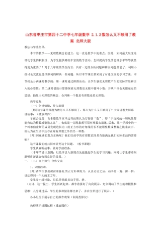 山东省枣庄市第四十二中学七年级数学 2.1.2数怎么又不够用了教案 北师大版