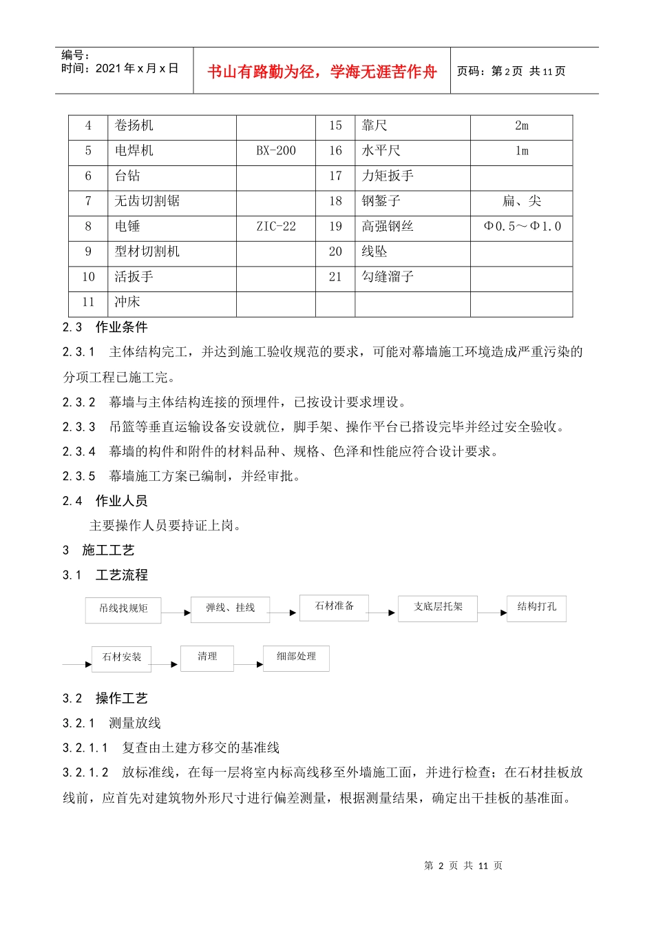 25石材幕墙工程施工工艺标准_第2页