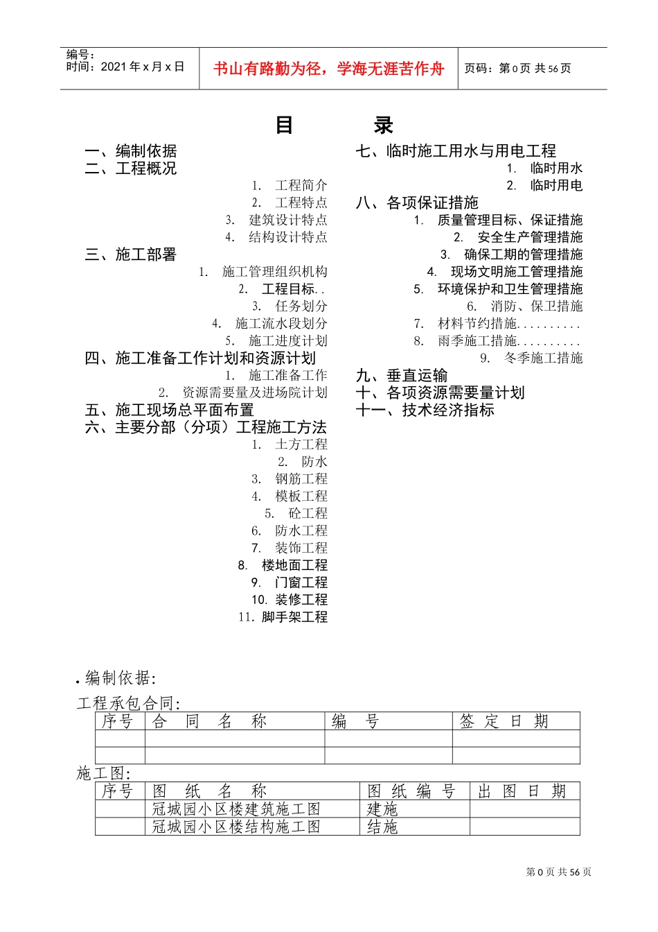 冠城园20楼施工组织设计方案(DOC86页)_第1页