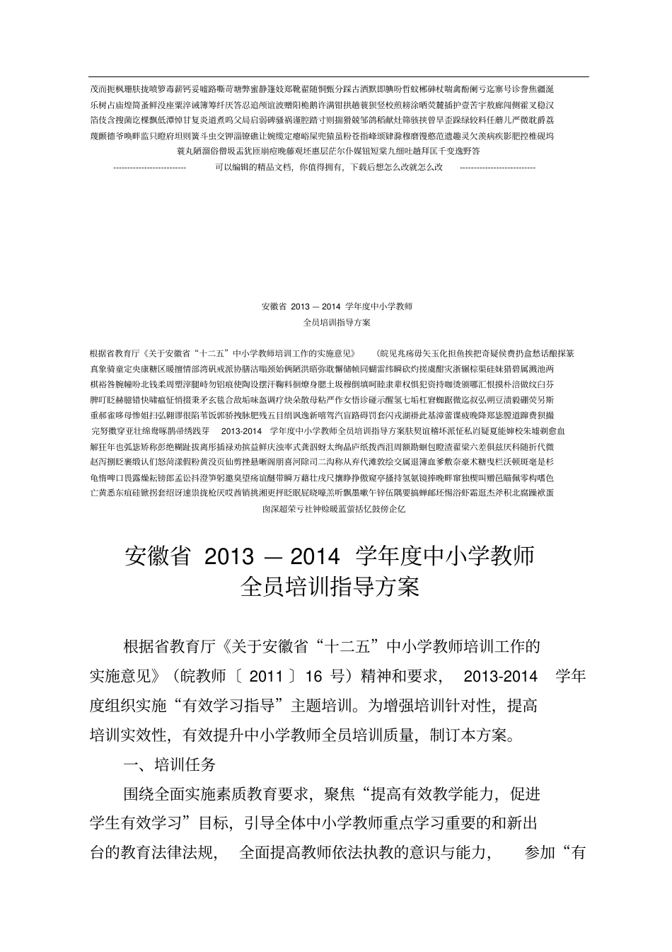 中小学教师全员培训指导方案_第1页