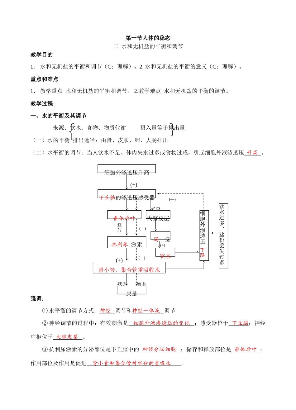 高三生物第一节 水和无机盐的调节_第1页