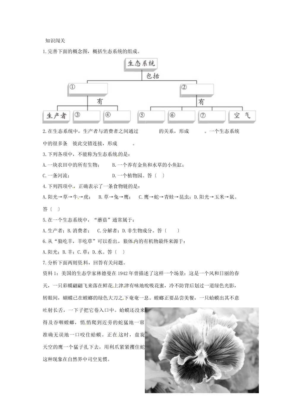 七年级生物上册 第四节 生态系统解析与测评教案 人教版_第2页
