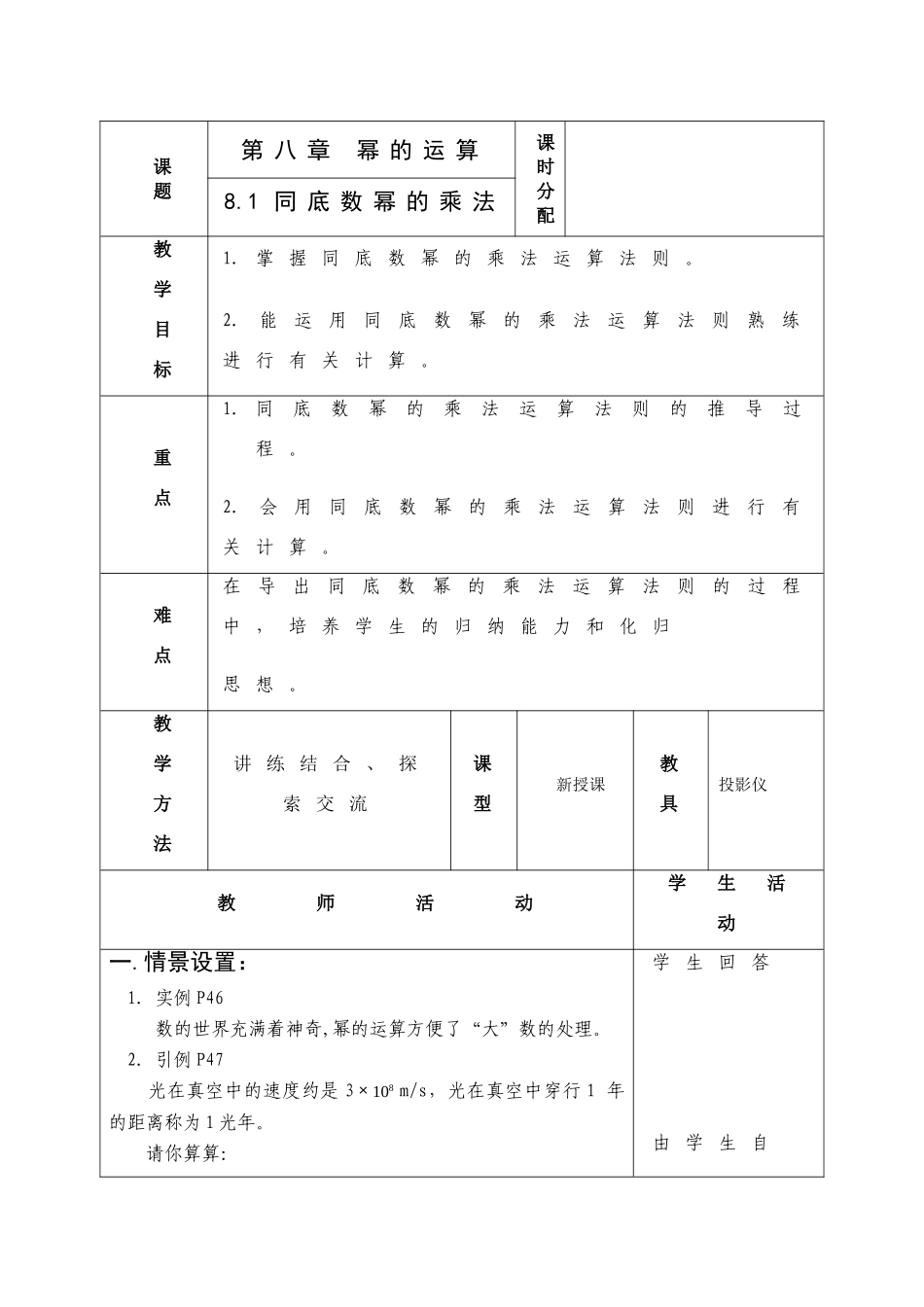 七年级数学第八章 幂的运算苏教版_第1页