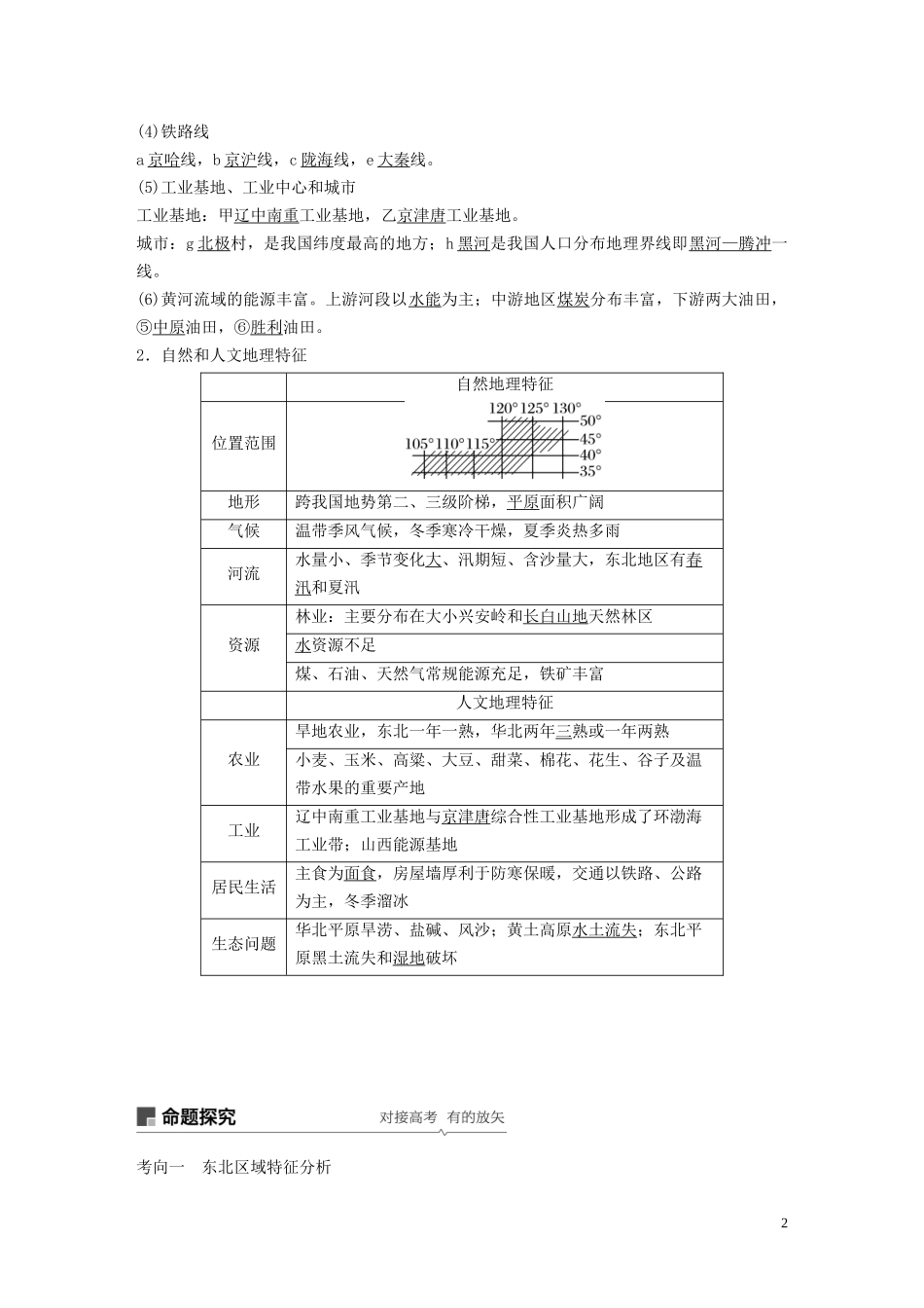 （鲁京津琼）高考地理大一轮复习 区域地理 第二章 中国地理 第36讲 中国的主要地区教案（含解析）新人教版-新人教版高三全册地理教案_第2页