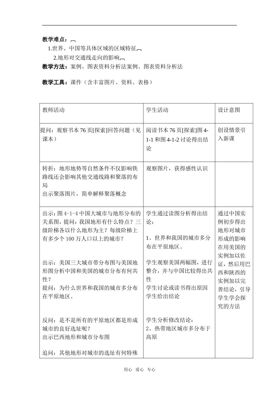高中地理4.1自然条件对城市及交通线路的影响教学设计（北京新课程培怀柔）中图版必修1_第2页