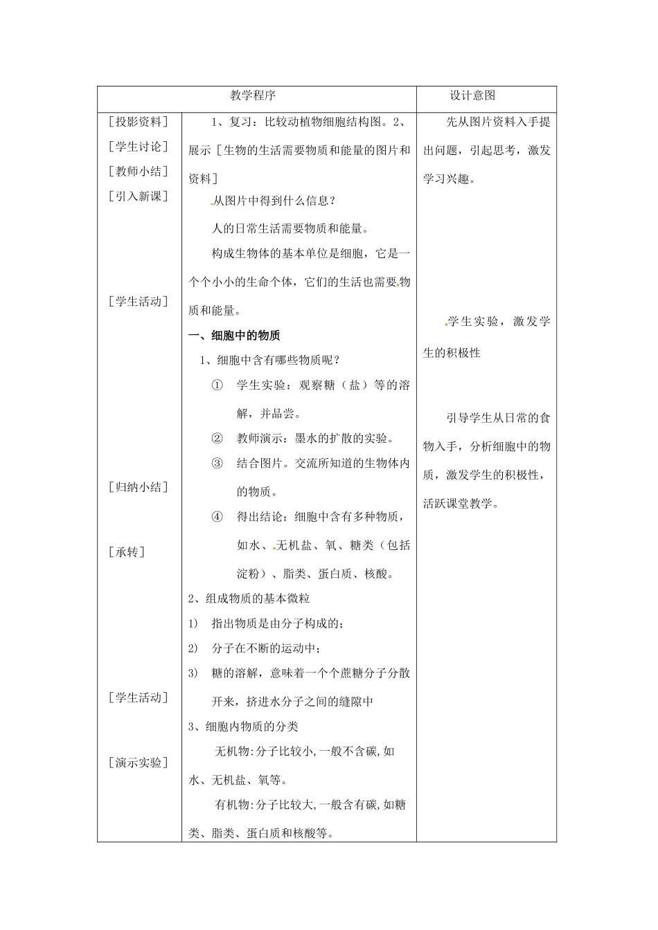 七年级生物上册《2.2.1 细胞的生活需要物质和能量》说课稿 新人教版-新人教版初中七年级上册生物教案_第3页