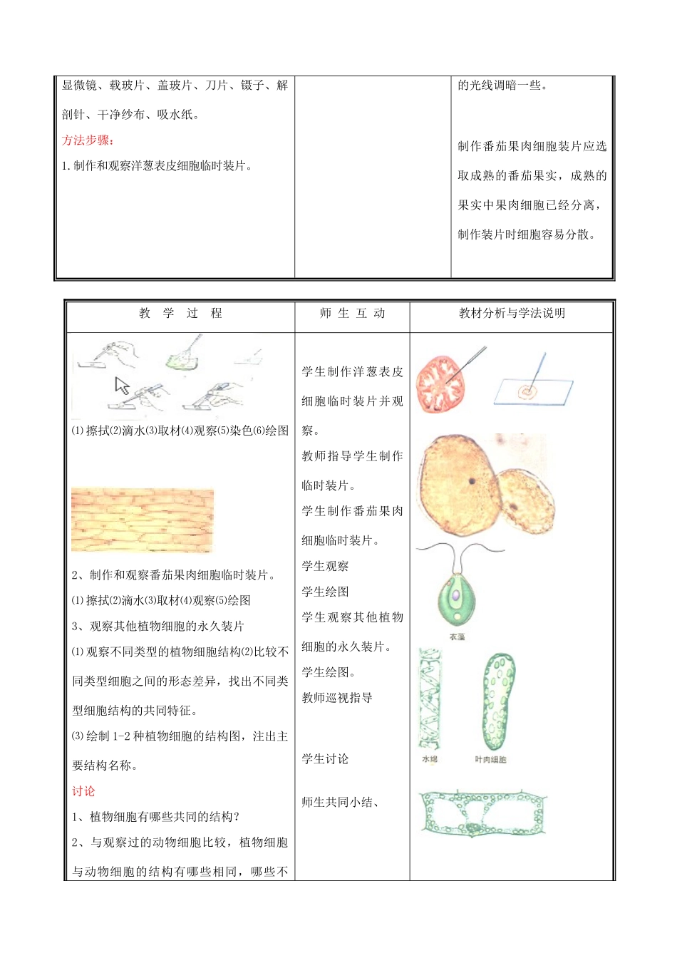 七年级生物上册《细胞的基本结构和功能》教案3 北师大版_第2页
