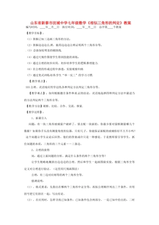山东省新泰市汶城中学七年级数学《相似三角形的判定》教案1