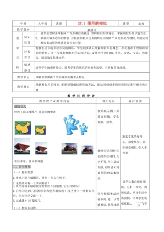 九年级数学下册 27.1图形的相似 精品教案 人教新课标版