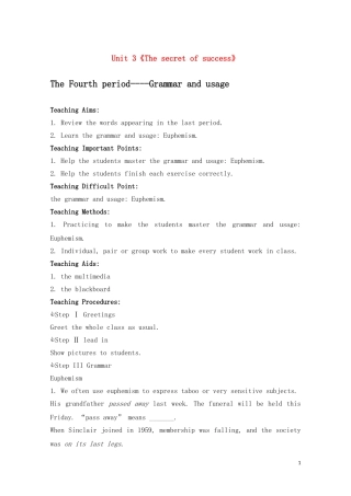 高中英语 Unit 3《The secret of success》Grammar and usage教案2 牛津译林版选修11