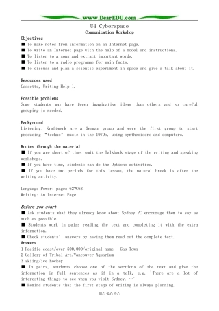 北师版英语必修2U4 Cyberspace--Communication Workshop