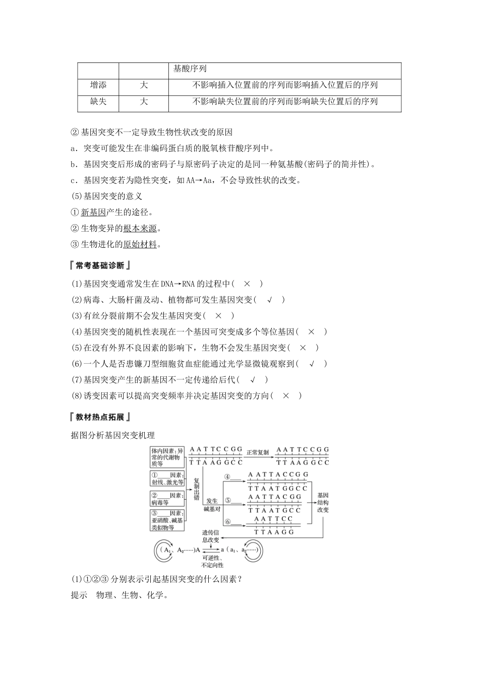 （江苏专用）高考生物新导学大一轮复习 第七单元 生物的变异、育种和进化 第21讲 基因突变和基因重组讲义（含解析）苏教版-苏教版高三全册生物教案_第2页