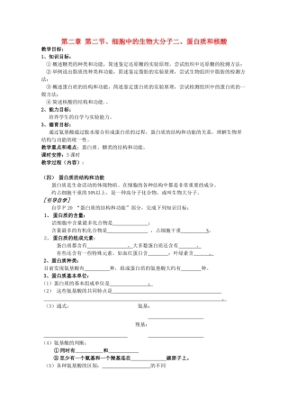 高中生物 2—2—2、细胞中的大分子（蛋白质和核酸）教案 必修1