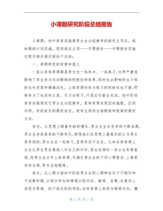 小课题研究阶段总结报告