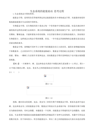 高中生物生态系统的能量流动 思考过程 新课标 人教版 必修3