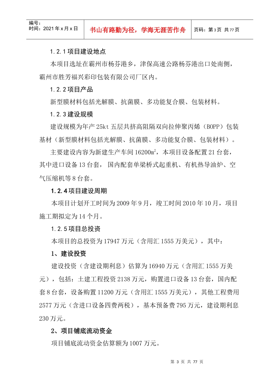 BOPP包装公司项目管理报告书_第3页