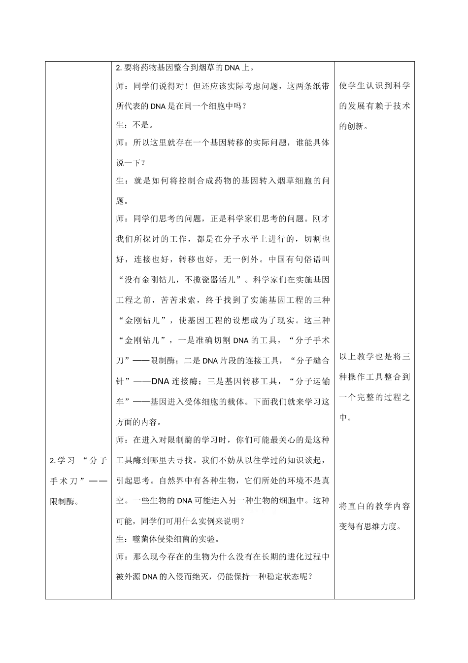 高中生物：1.1 DNA重组技术的基本工具 教案新人教选修3_第2页