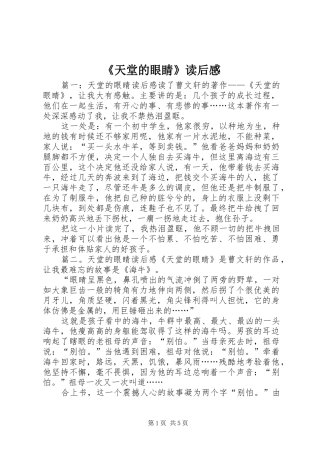 《天堂的眼睛》读后感 