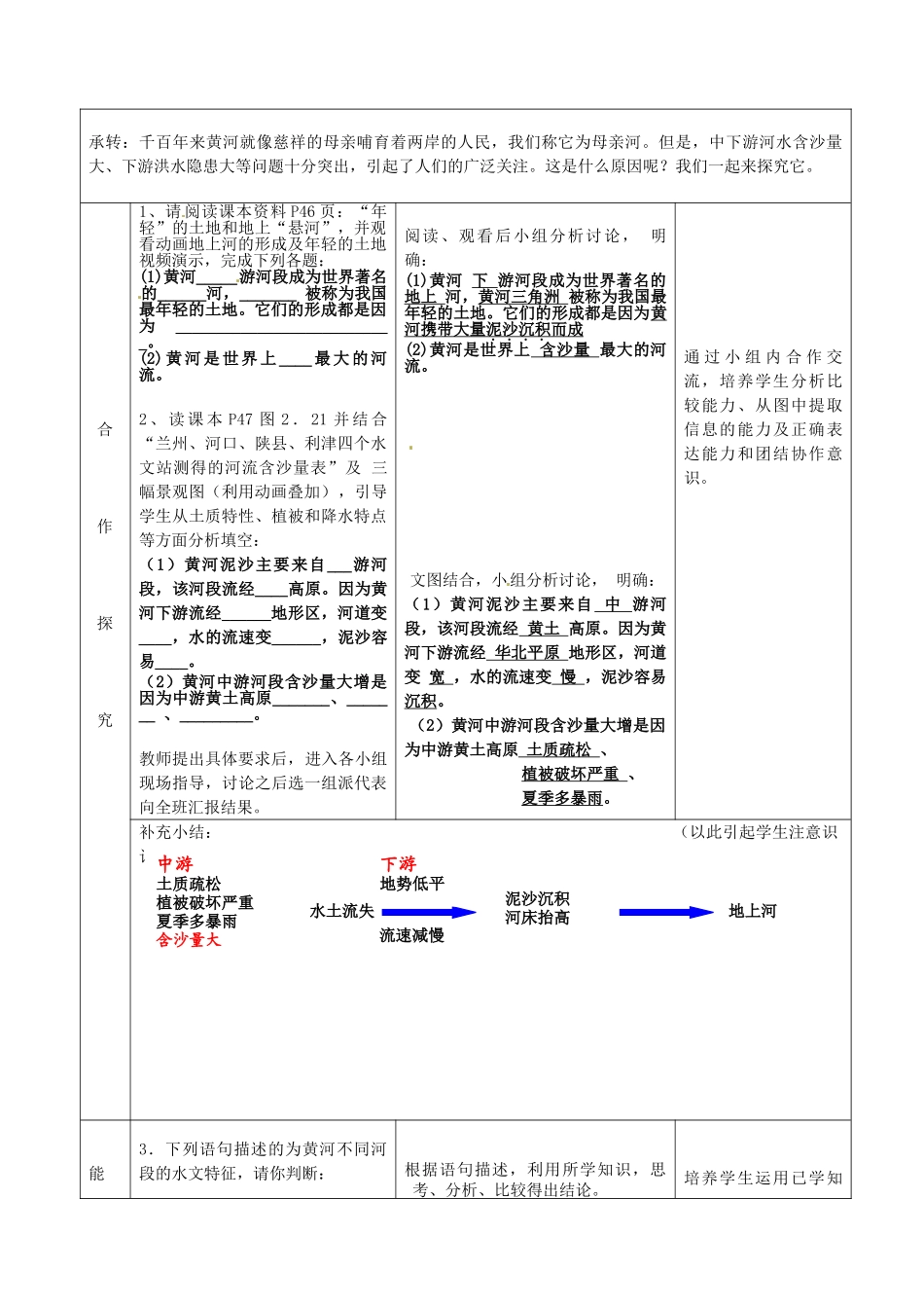 山东省枣庄八年级地理上册 第二章《黄河》教案1_第3页