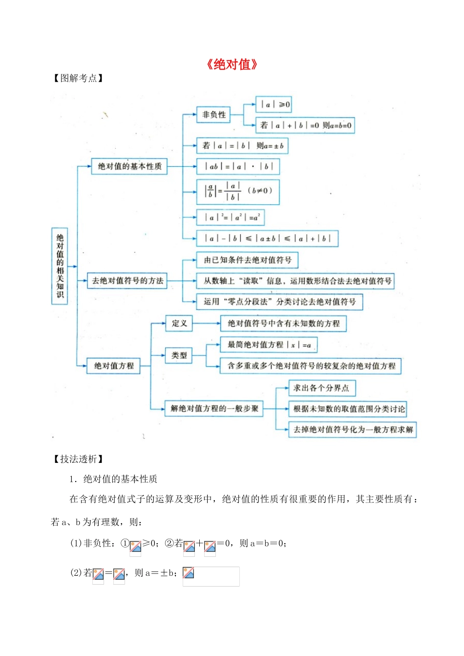 七年级数学上册《绝对值》竞赛讲义 （新版）苏科版-（新版）苏科版初中七年级上册数学教案_第1页