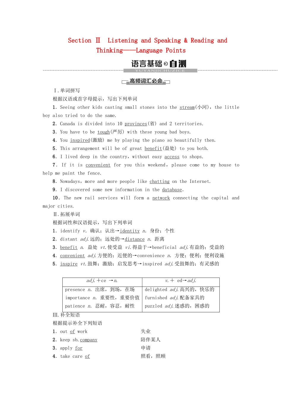 高中英语 Unit 3 THE INTERNET Section Ⅱ Listening and Speaking  Reading and Thinking——Language Points教案 新人教版必修第二册-新人教版高一第二册英语教案_第1页
