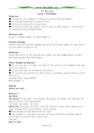 北师版英语必修2U5 Rhythm--Lesson 1 Performance