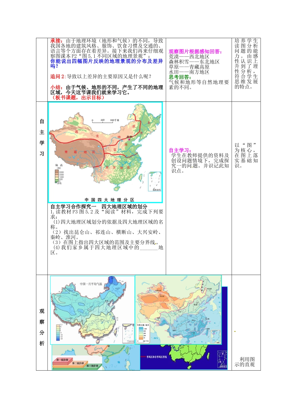 山东省枣庄市第四十二中学八年级地理《四大地理区域》教案_第2页