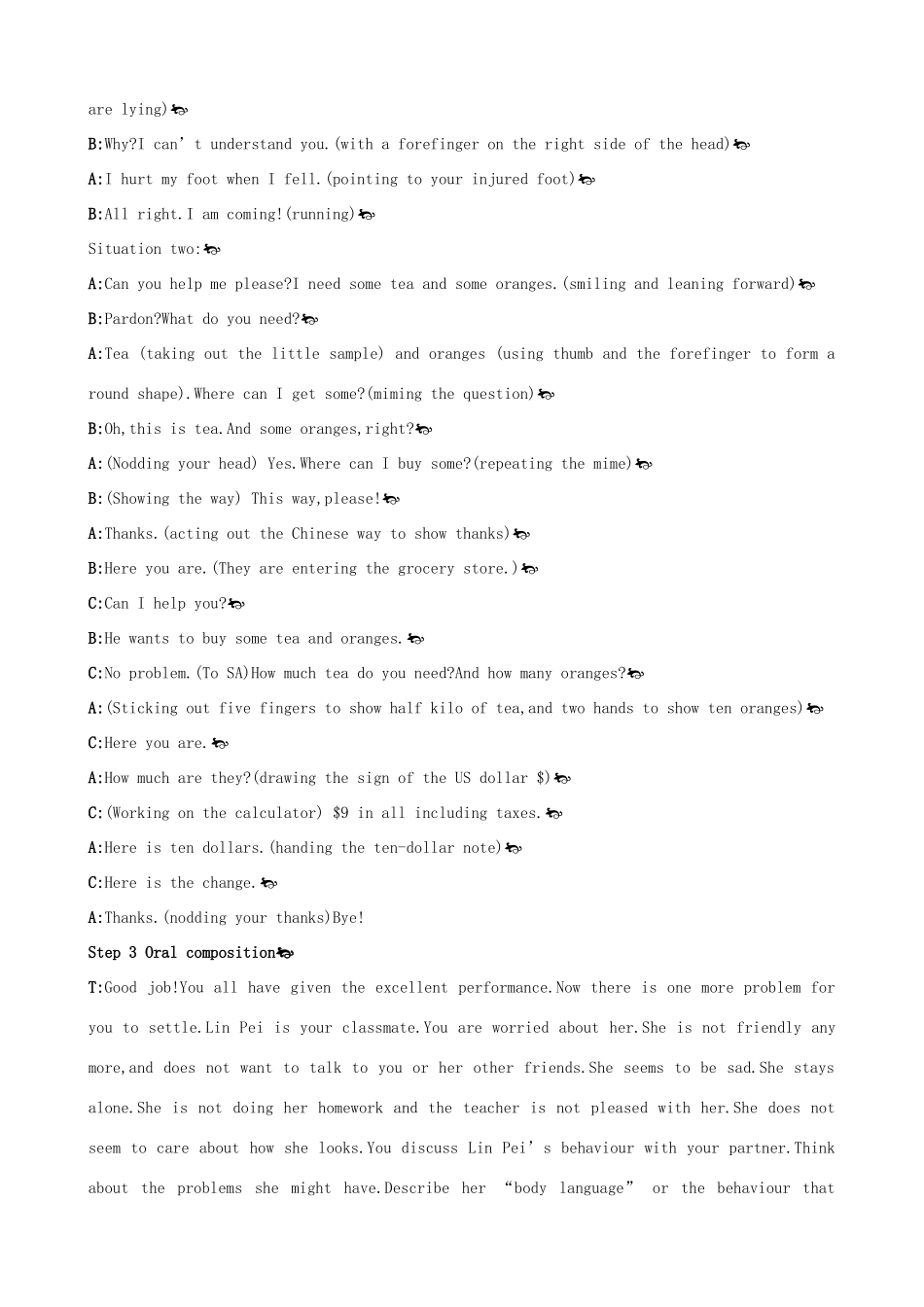 高中英语 Unit4 Body languange Period 5 Speaking and Writingg优秀教案 新人教版必修4_第3页