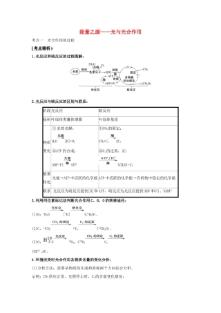 版高考生物一轮复习 第5章 细胞的能量供应和利用 4 能量之源——光与光合作用教案 新人教版必修1-新人教版高三必修1生物教案