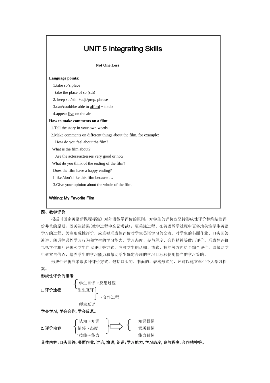 高一英语 Unit 5《Integrating Skills》说课稿 新人教版_第3页