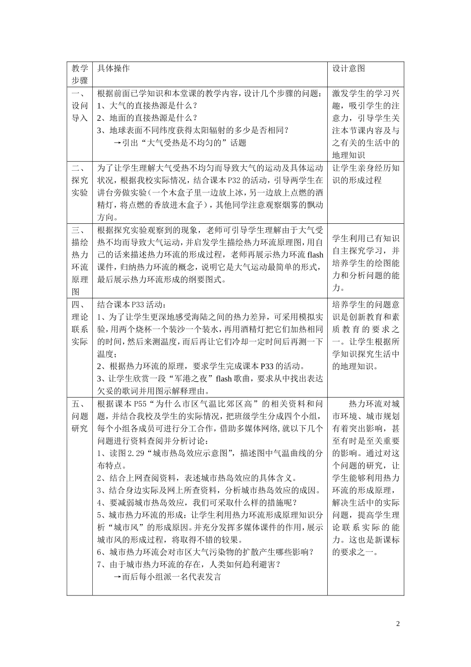 高中地理 《热力环流及问题研究》说课稿 新人教版必修1_第2页