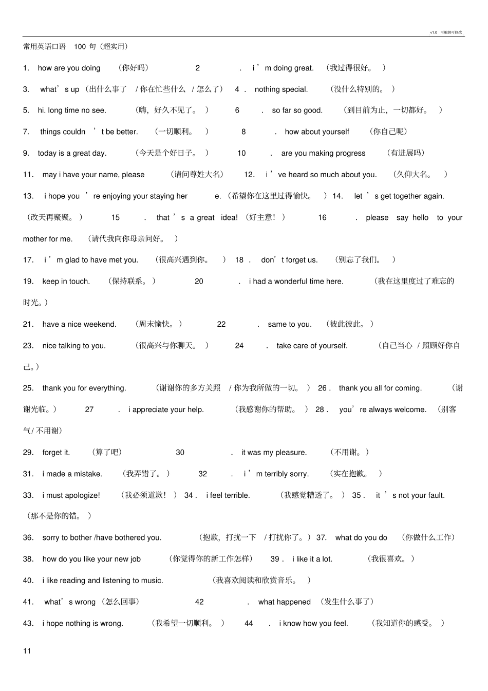常用英语口语100句(超实用)-_第1页