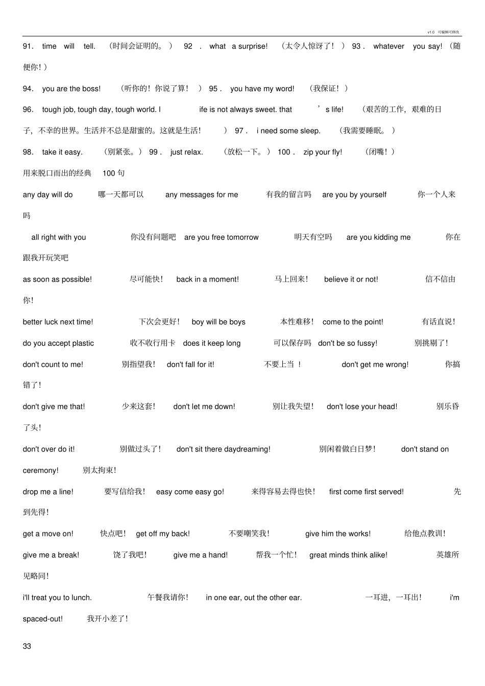常用英语口语100句(超实用)-_第3页