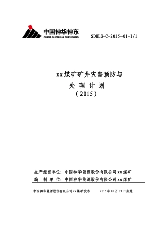 ★神东煤炭集团xx煤矿矿井灾害预防与处理计划(XXXX)