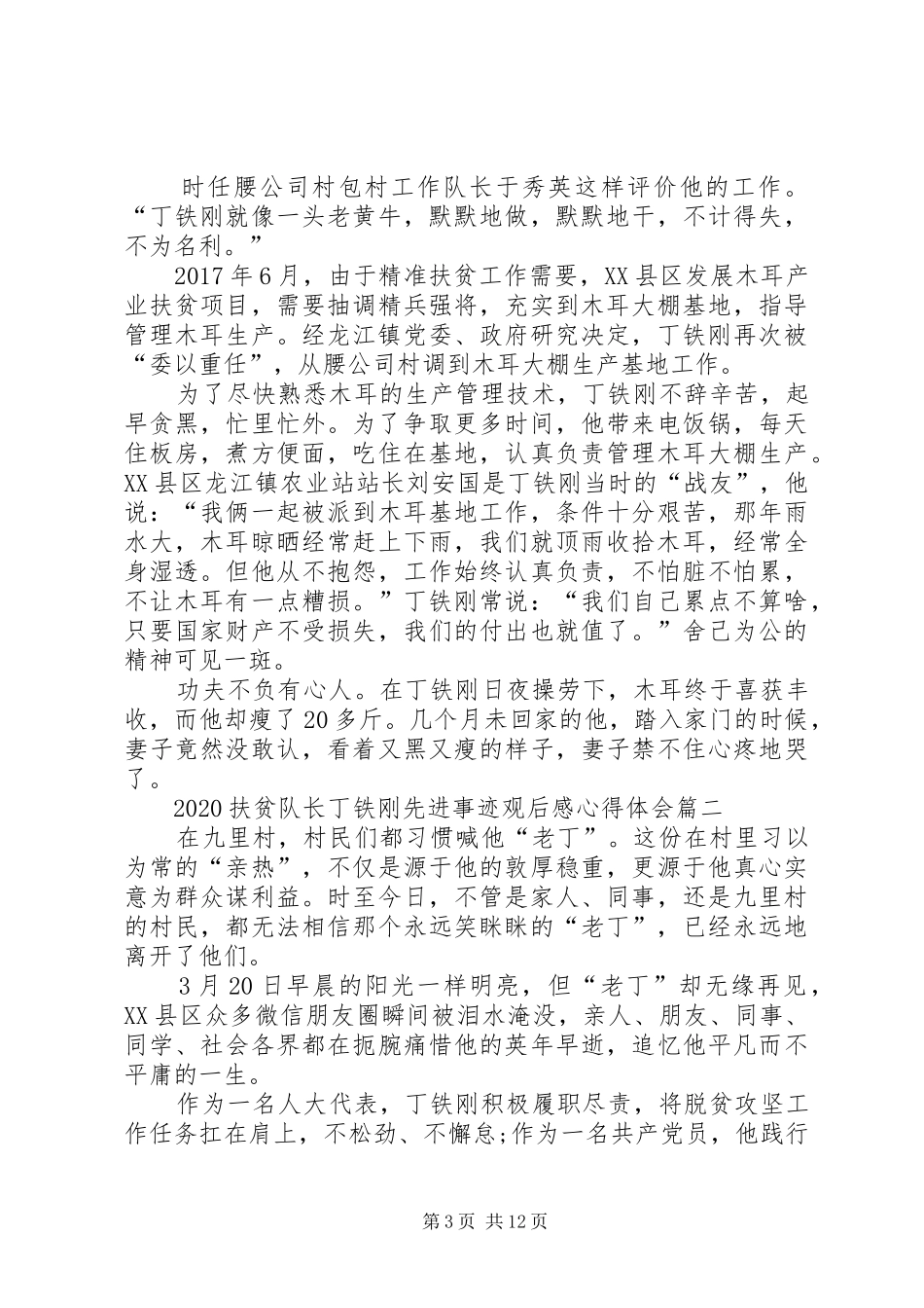 20XX年扶贫队长丁铁刚先进事迹观后感心得体会多篇_第3页