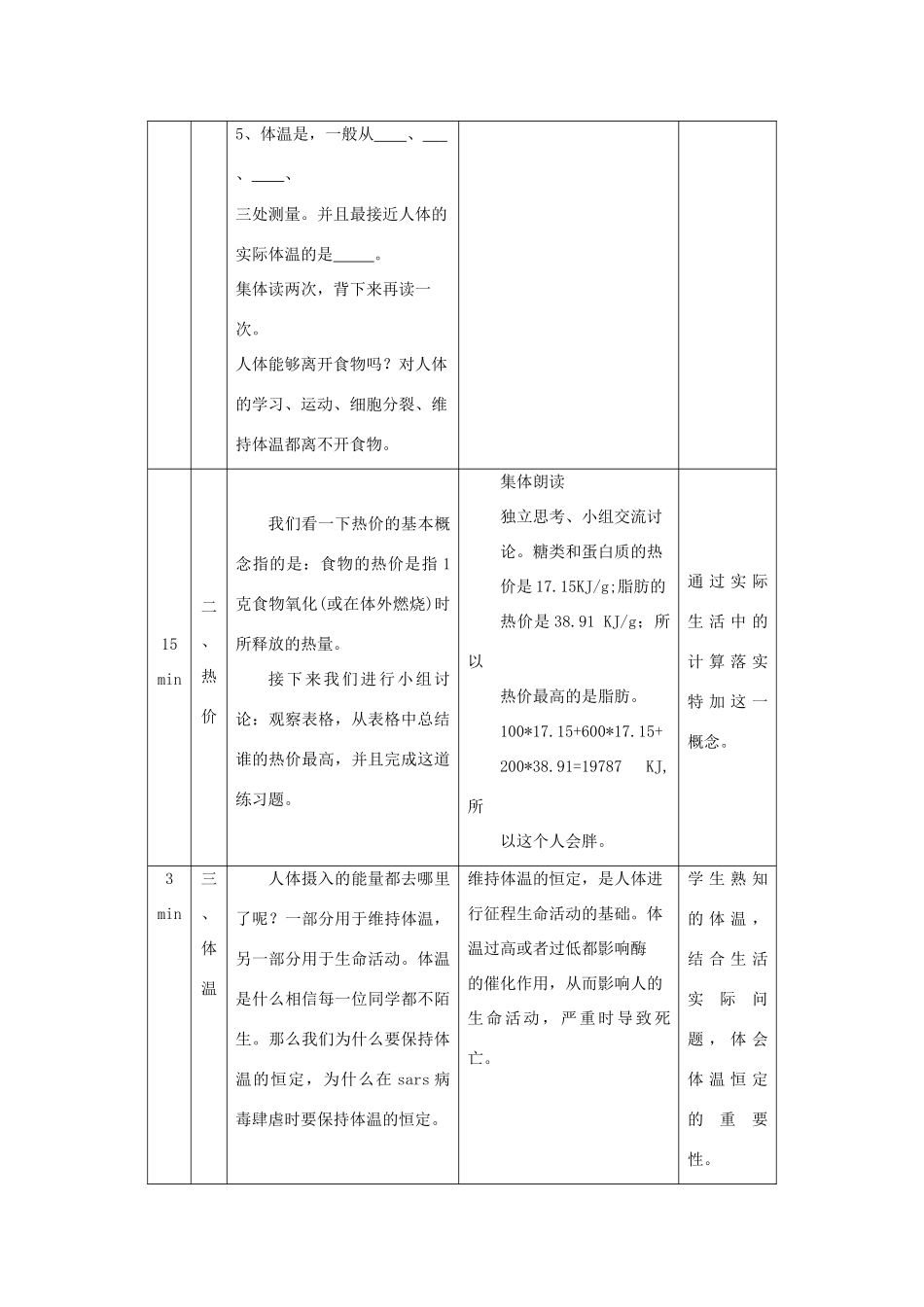 秋七年级生物下册 10.5 人体能量的供给教学设计 （新版）苏教版-（新版）苏教版初中七年级下册生物教案_第3页