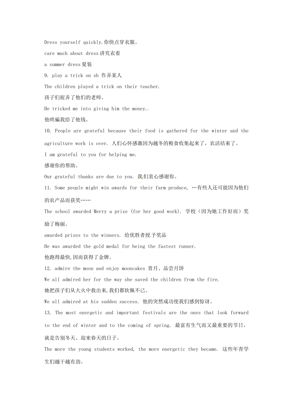 高中英语 Unit 1 Festival around the world知识点精讲精练 新人教版必修3_第2页