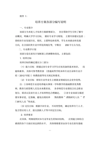 子1.培养方案各部分编写说明