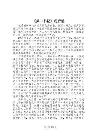 《第一书记》观后感_1 