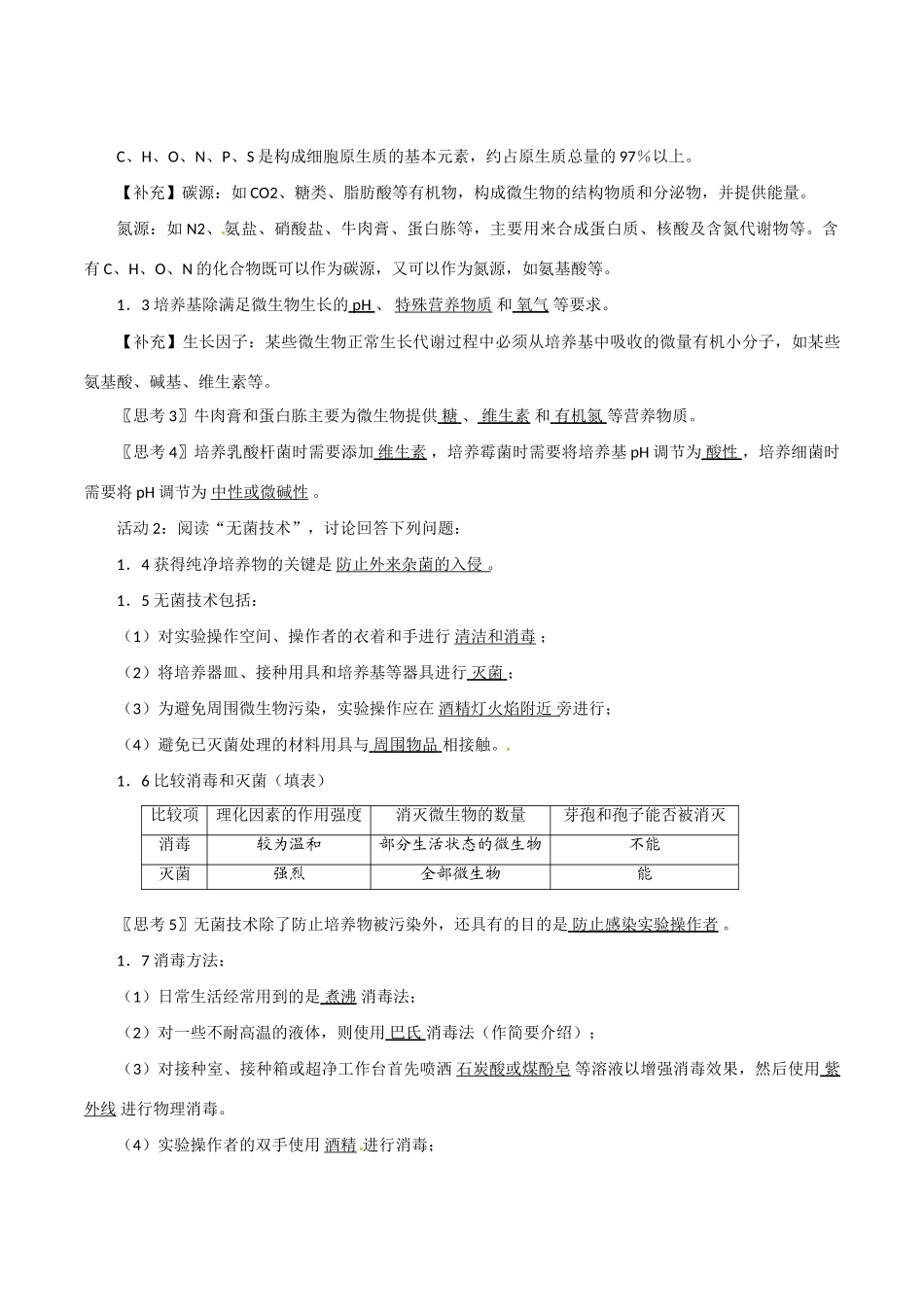 高中生物：专题2《微生物的培养与应用》教案新人教版选修1_第2页