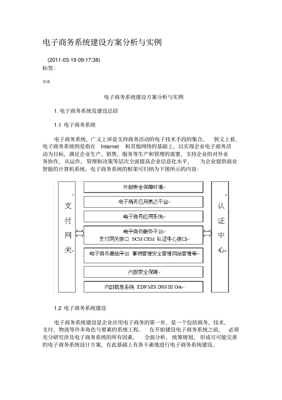 (完整版)电子商务系统建设方案分析与实例_第1页