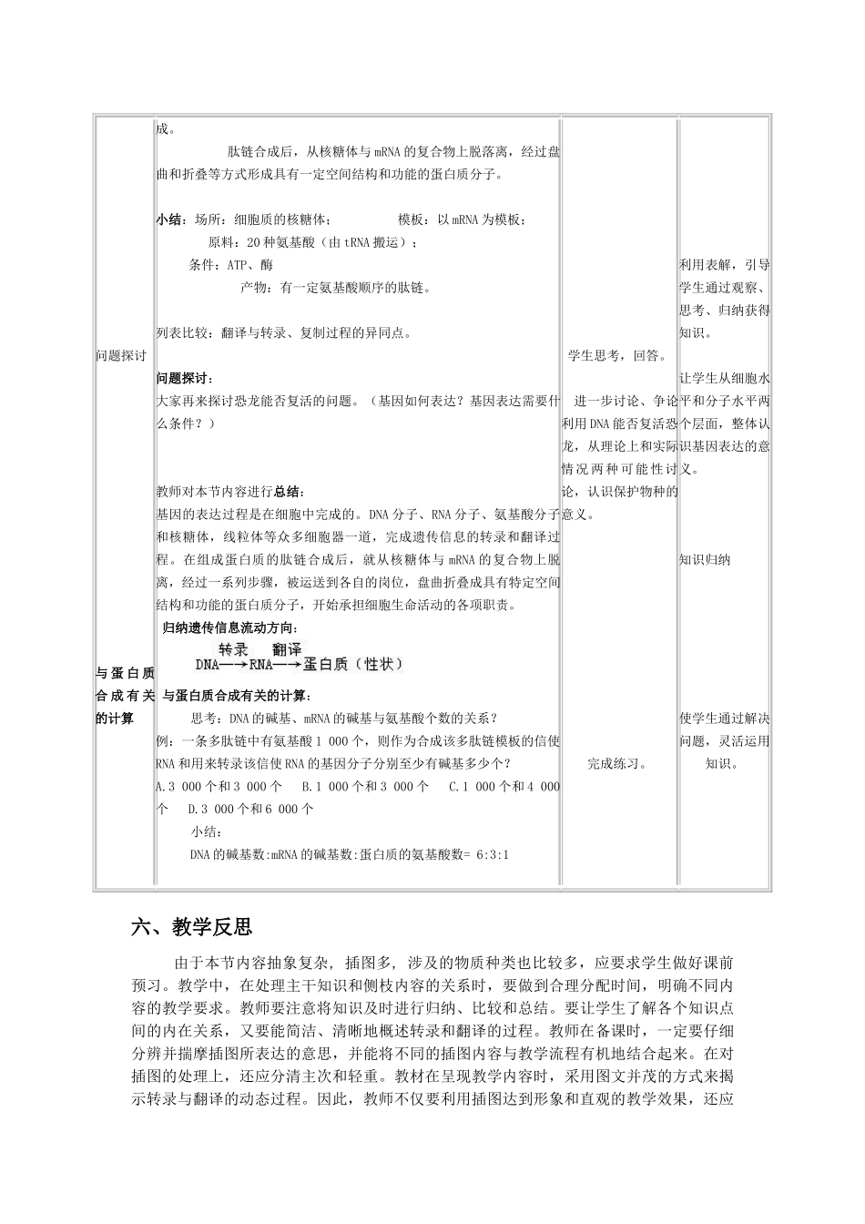 高中生物：4.1《基因指导蛋质的合成》教案（新人教版必修2）_第3页