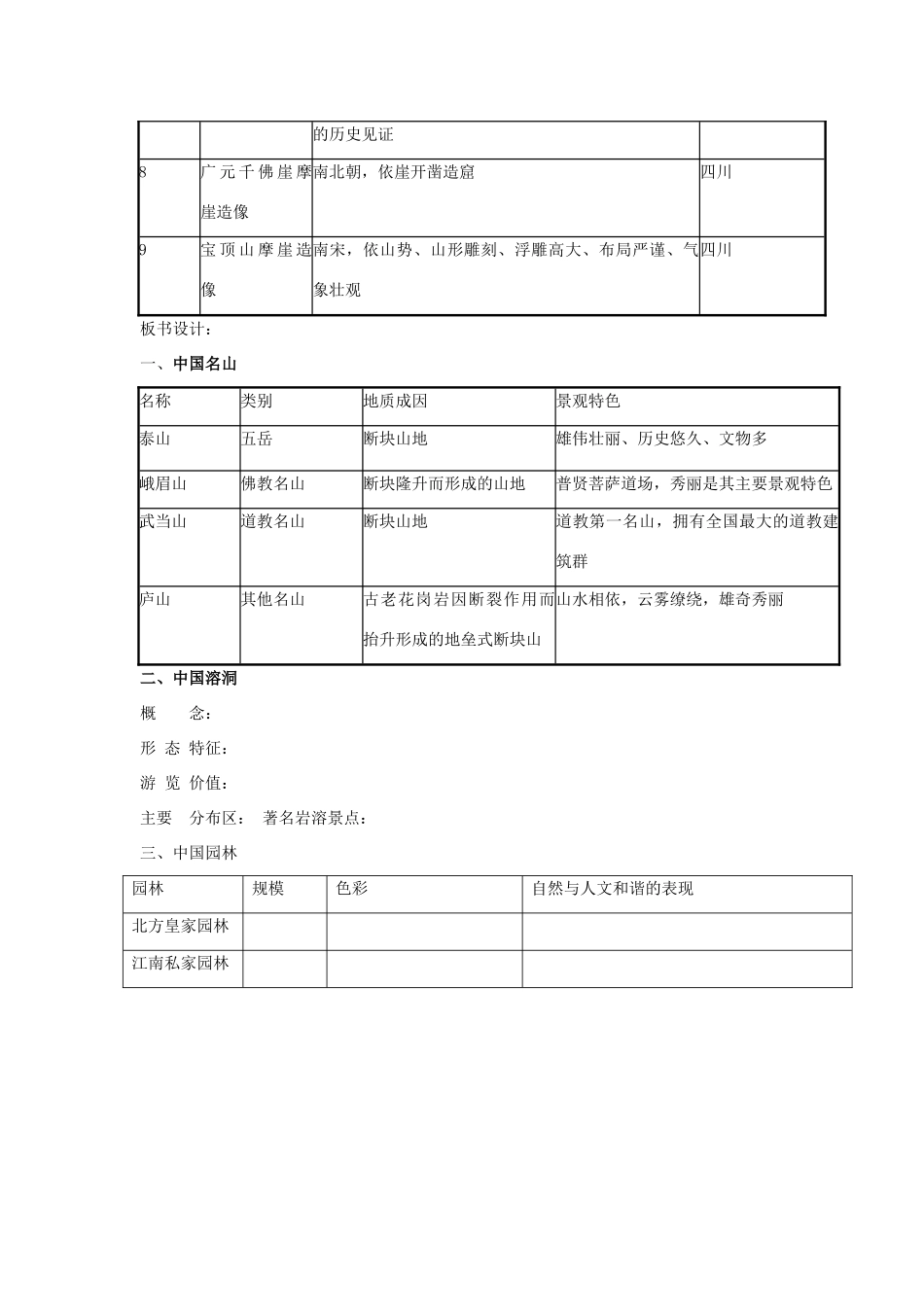高中地理 第二章 旅游景观的欣赏 2.2 中国名景欣赏教案1 湘教版选修3-湘教版高二选修3地理教案_第3页