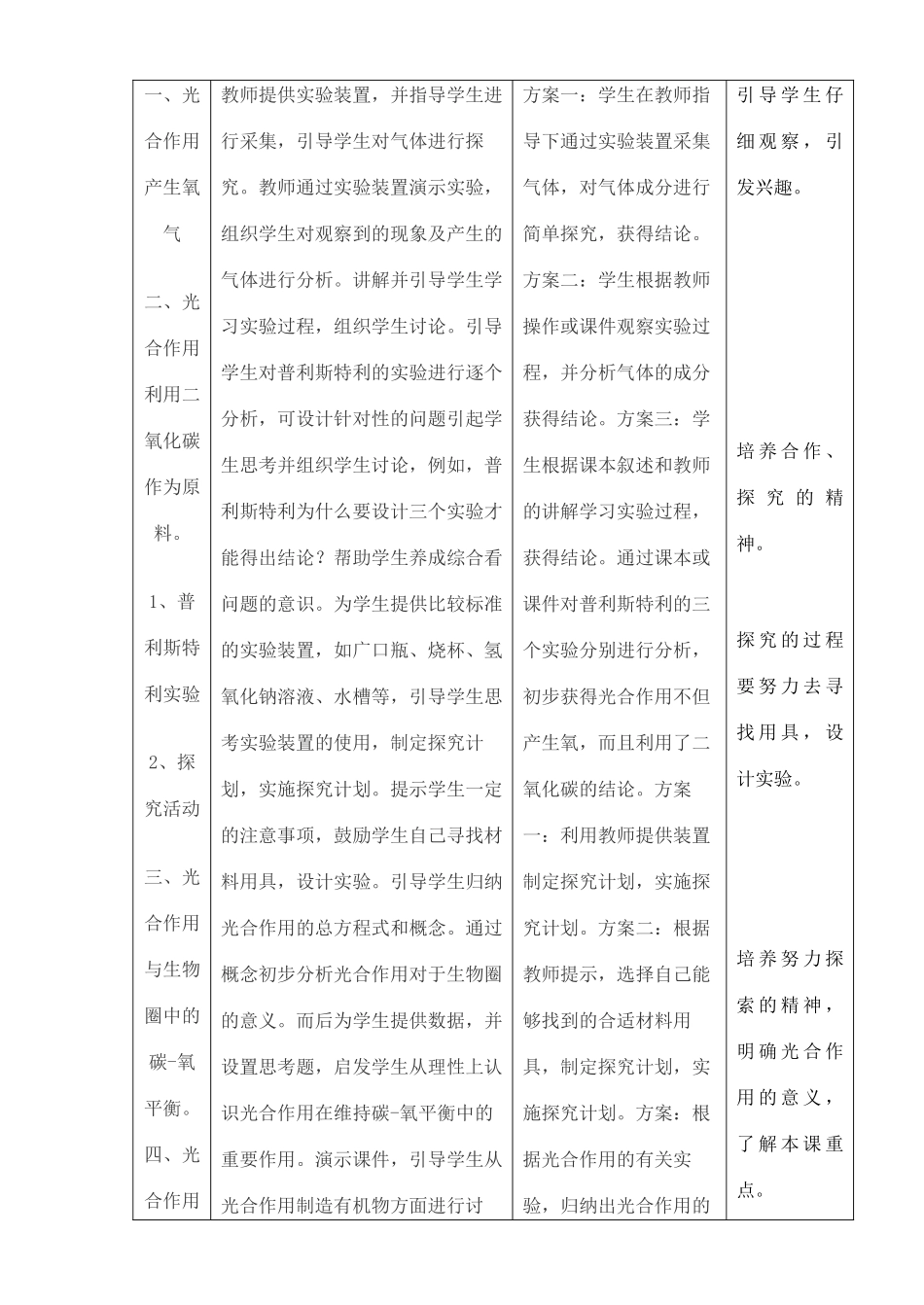七年级生物上册 绿色植物与生物圈中的碳——氧平衡教案 人教新课标版_第2页