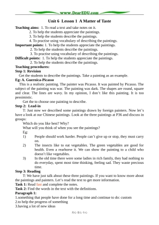 北师版英语必修2 Unit 6 lesson 1 A Matter of Taste 6