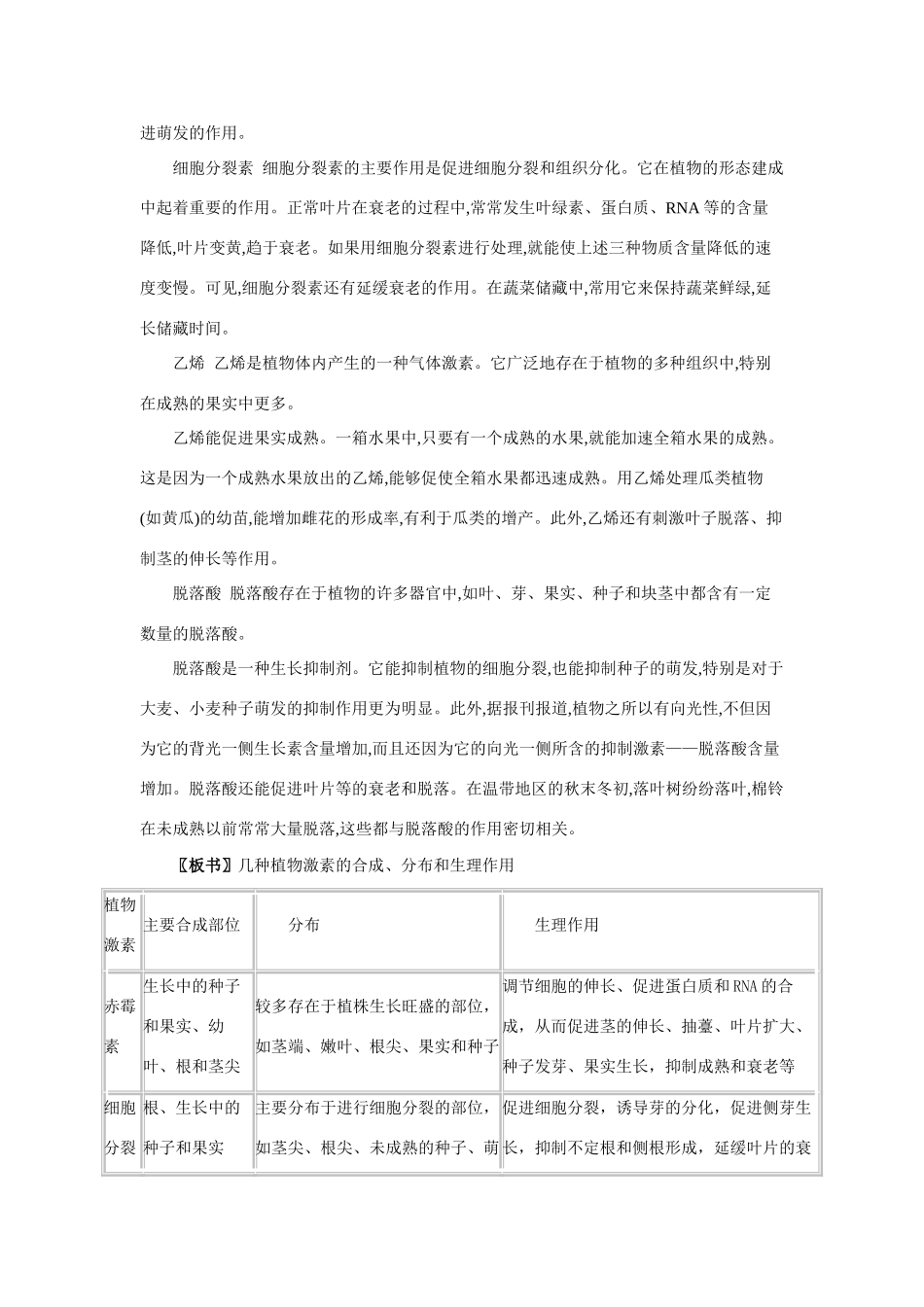 高中生物 其他植物激素示范 教案1 中图版必修3_第2页
