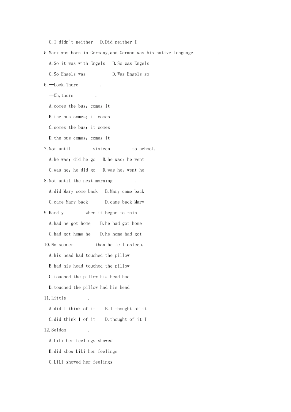 高二必修5 Unit 4 Making the news倒装讲解及练习_第3页